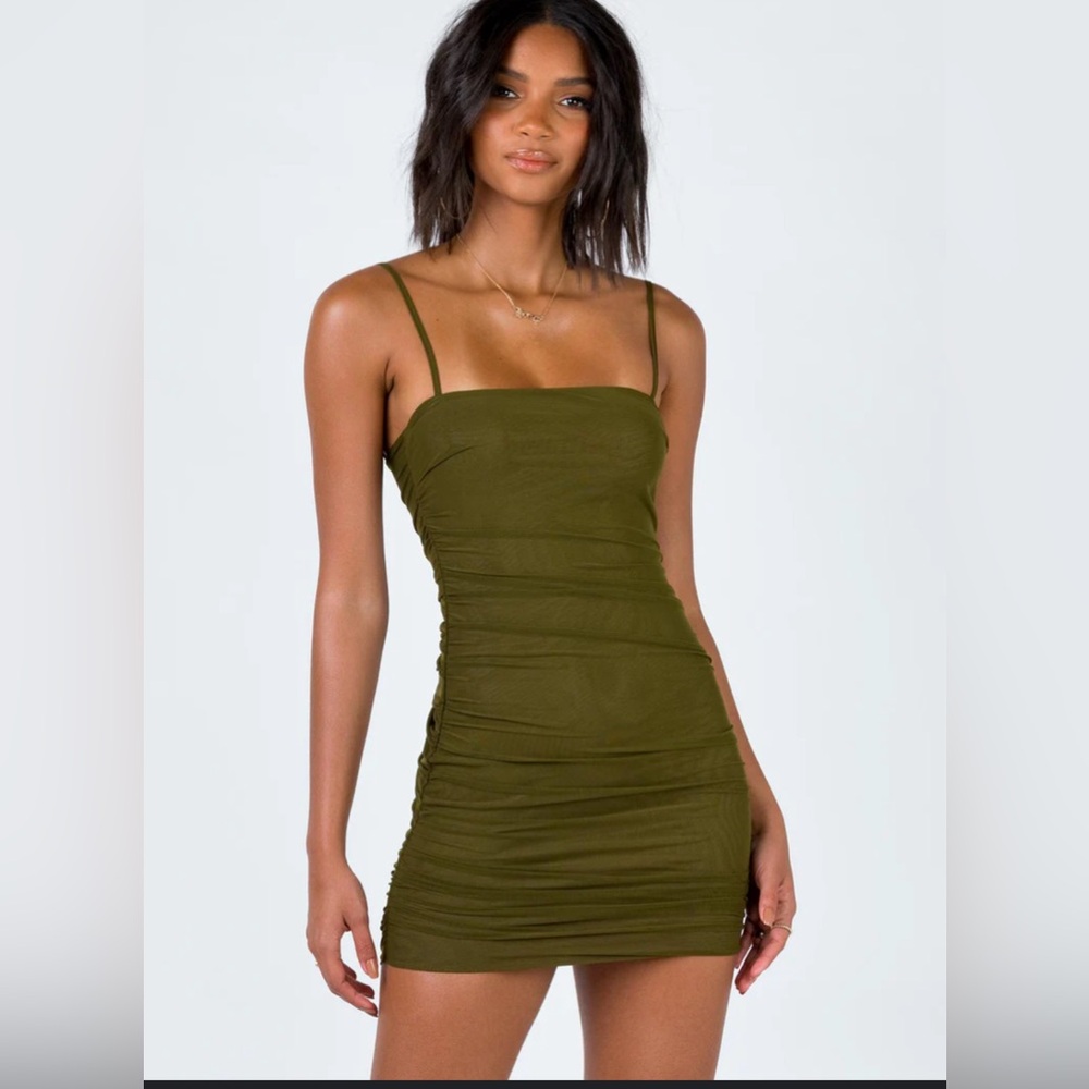 Princess Polly • size 4 • olive green spaghetti strap mini dress